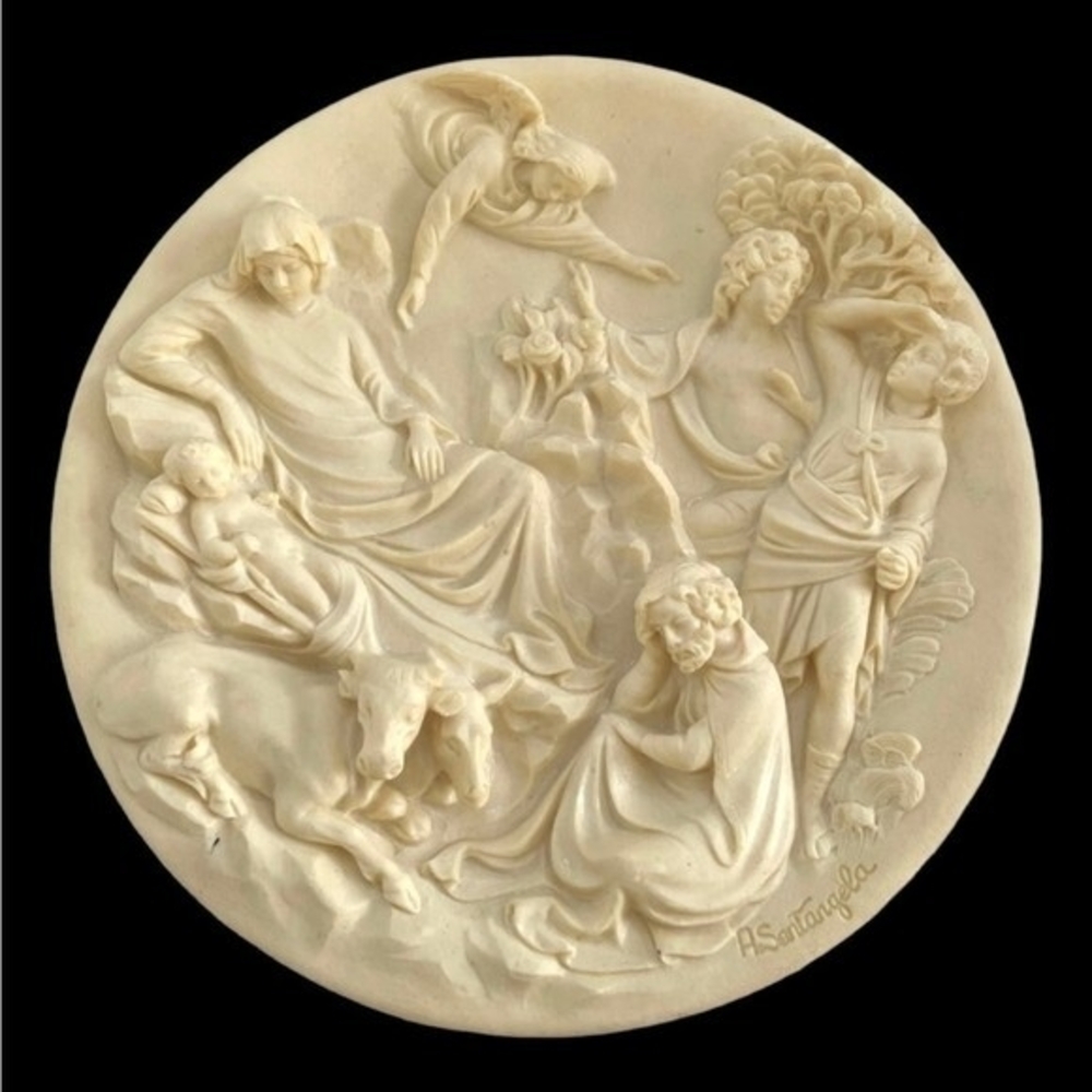 Studio Dante di Volteradici 1984 Alabaster Plate La Nativita #2 Ghiberti NIB